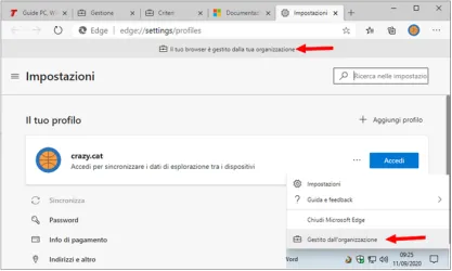 Microsoft Edge segnala di essere gestito dall'organizzazione, vediamo come trovare le policy impostate