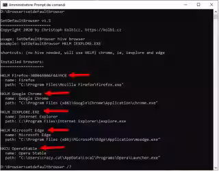 Come cambiare il browser predefinito dalla riga di comando