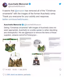 Amazon ritira le decorazioni natalizie a tema Auschwitz