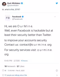 Violata la pagina di Facebook su Twitter: gli hacker di OurMine rivendicano l'attacco