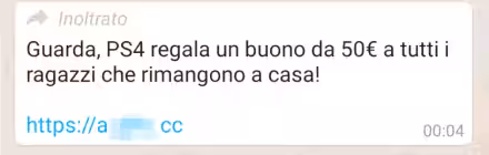 Phishing da quarantena: "Guarda, PS4 regala un buono da 50€ a tutti i ragazzi che rimangono a casa!"