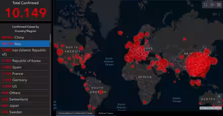 Mappa interattiva dei contagi: l'Italia è seconda in classifica dopo la Cina