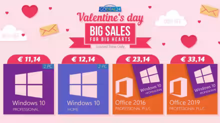 A San Valentino...un regalo speciale! Acquista coppia, risparmi di più. Windows 10 a soli 5 €