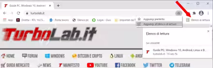 Come rimuovere l'Elenco di lettura dalla barra dei preferiti di Chrome