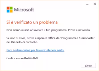Che cosa fare se i programmi Microsoft Office non si avviano per l'errore 0x426-0x0