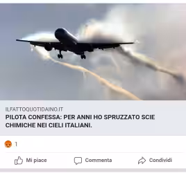 Per anni ho spruzzato scie chimiche nei cieli italiani: torna la bufala del 2016