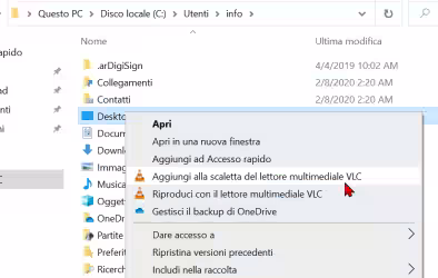 Come rimuovere i comandi di VLC dal menu contestuale di Esplora file (tasto destro Windows 10)