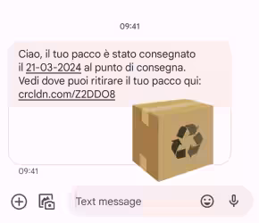 SMS truffa: il tuo pacco è stato consegnato al punto di consegna