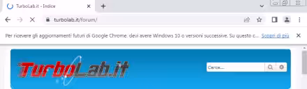 Nascondere la notifica "Per ricevere gli aggiornamenti futuri di Google Chrome, devi avere Windows 10 o versioni successive [...]" su Windows 7