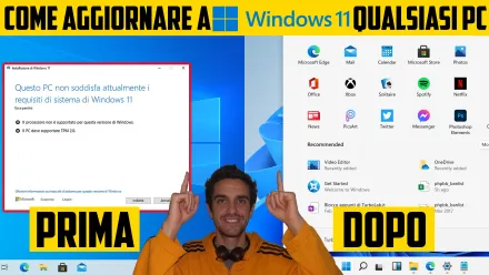 Come aggiornare a Windows 11 un PC Windows 10 non-compatibile (risolvere errore Questo PC non soddisfa attualmente i requisiti di sistema di Windows 11) (video)