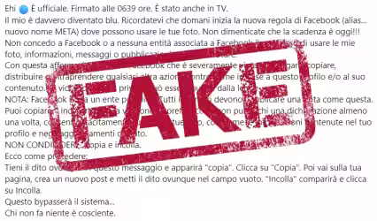 Bufala galattica: da domani inizia la nuova regola di Facebook