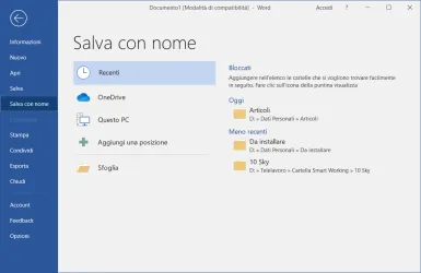 Come rimuovere OneDrive dalle destinazioni del salvataggio dei file di Office