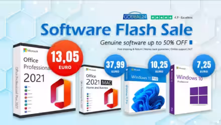 Le migliori offerte su Godeal24: Windows 10 Pro da 6,12 € (aggiornamento GRATUITO a Windows 11), Office 2021 originale a partire da 13,05 €!