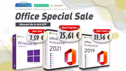 Microsoft Office a 25 € e Windows 10 a soli 7 € con Godeal24 office Special Sale: non perderti questa occasione!