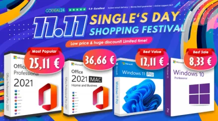 Tuffati nei Saldi per Single di Godeal24 con un'offerta a tempo per Office 2021 e Windows 10 a partire da 7,11 €!