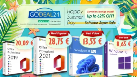 Saldi estivi Godeal24: Microsoft Office 2021 originale e a vita da 17€ e Windows 11 da 10€