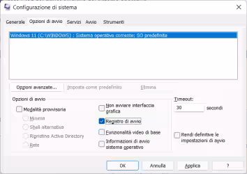 Come abilitare il log del caricamento dei driver all'avvio del sistema operativo