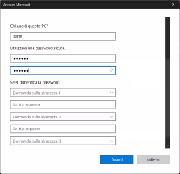Come evitare le tre domande di sicurezza quando create un account locale
