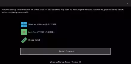 Misura il tempo d'avvio del computer con Windows Startup Timer