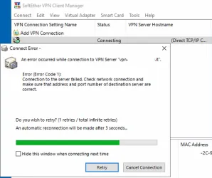[Risolto] Problemi per mancato collegamento alla vpn aziendale con il client softether e la fibra wind