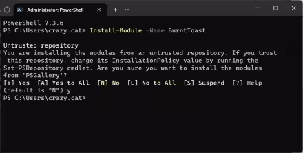 Crea le notifiche personalizzate di Windows con PowerShell e il modulo BurntToast