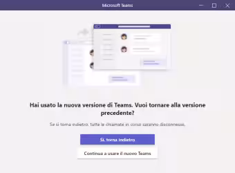 Come rimuovere l'avviso di tornare alla vecchia versione di Teams