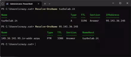 Come risolvere nome e indirizzo IP di un sito con Powershell