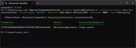 Come creare un certificato e firmare digitalmente uno script di PowerShell