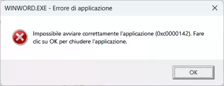 Come ripristinare gli applicativi Office che non si avviano per l'errore 0xc0000142