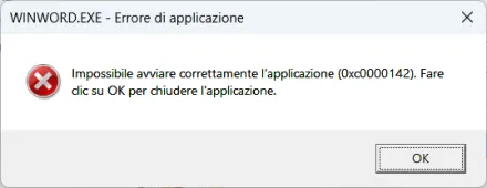 Come ripristinare gli applicativi Office che non si avviano per l'errore 0xc0000142