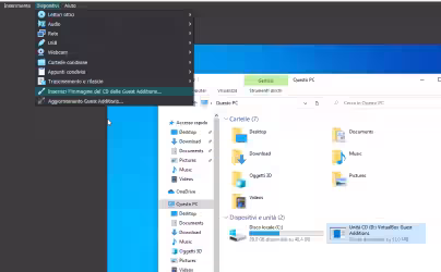 Windows e VirtualBox: schermo intero ("fullscreen"), appunti condivisi e cartella condivisa