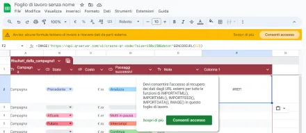 Come inserire un QR code nei fogli di calcolo di Google documenti