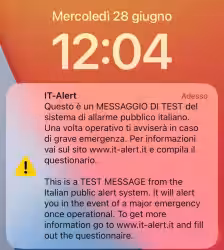Terremoto a Poggibonsi subito dopo il messaggio di test di IT-Alert inviato agli smartphone della Toscana
