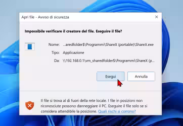 Windows 11 / Windows 10: come disattivare l'Avviso di sicurezza quando apri un'applicazione / programma da un cartella condivisa in rete locale (NAS e LAN)