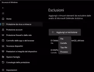 Come aggiungere più velocemente file e cartelle alla lista esclusioni di Microsoft Defender