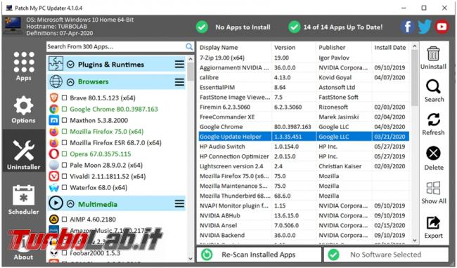 Aggiorna programmi installati computer Patch My PC Update