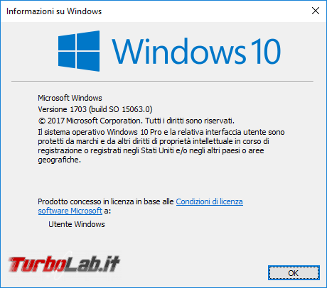 aggiornamento automatico Windows 10 Creators Update inizia oggi! - winver windows 10 1703