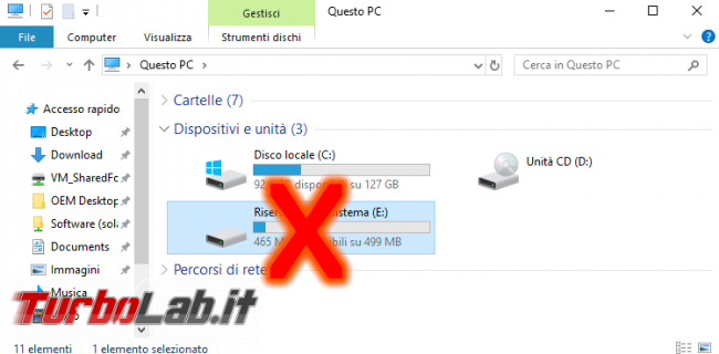 Aggiornamento Windows 10 crea nuovo disco (partizione) spazio esaurimento: posso eliminare / nascondere? È errore?