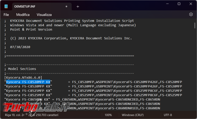 Aggiungere rimuovere stampante Kyocera PowerShell