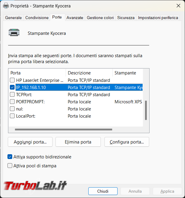 Aggiungere rimuovere stampante Kyocera PowerShell