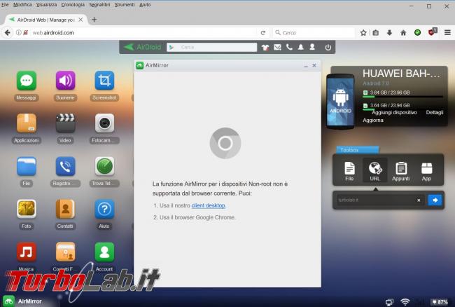 Airdroid puoi comandare dispositivo Android computer