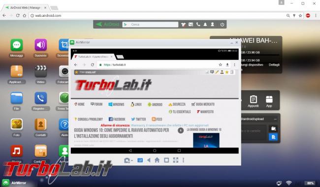 Airdroid puoi comandare dispositivo Android computer