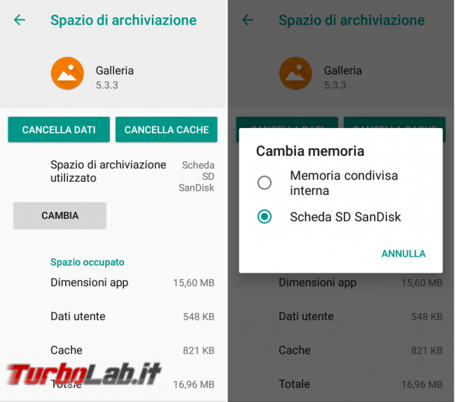 Android: come sostituire scheda SD formattata come memoria interna