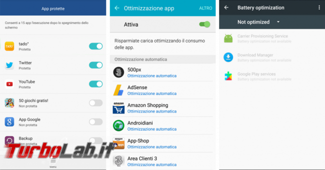 Android: disattivare ottimizzazione batteria app