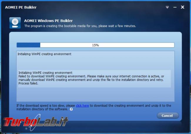 Aoemei PE builder crea disco d’avvio Windows 10 PE