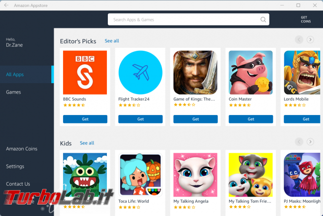 App Android PC Windows 11: Grande Guida Sottosistema Windows Android (WSA) (video) - amazon appstore Sottosistema Windows per Android (WSA)