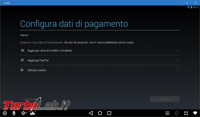App giochi Android PC: guida Andy, emulatore Android Windows