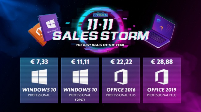 Approfitta migliori offerte Sales Storm 11.11 GoDeal24: Windows 10 soli € 7,33 - FrShot_1604481765_