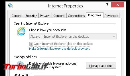 Aprire sempre Internet Explorer &quot;touch&quot; oppure &quot;desktop&quot; Windows 8.1