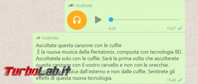 &quot;Ascoltate questa canzone cuffie&quot;: WhatsApp spopola moda musica 8D - FrShot_1585325246